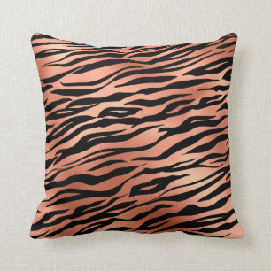 Rose Gold Tiger Zebra Ränder Päls Kudde
