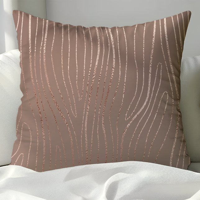 Rose Gold Trästruktur Abstrakt Lyx Glam Kudde (Skapare uppladdad)