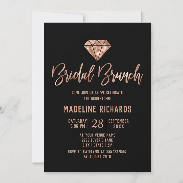 Rose Gold Typografi Bröllopsbrunch Inbjudan (Framsida)