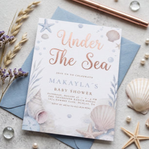 Rose Gold Under The Sea Sniglar Babyshower Inbjudningar