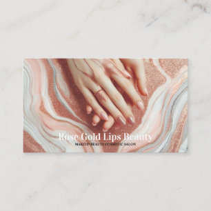 Rose Gold Vacker Kvinna Makeup Nagel Visitkort