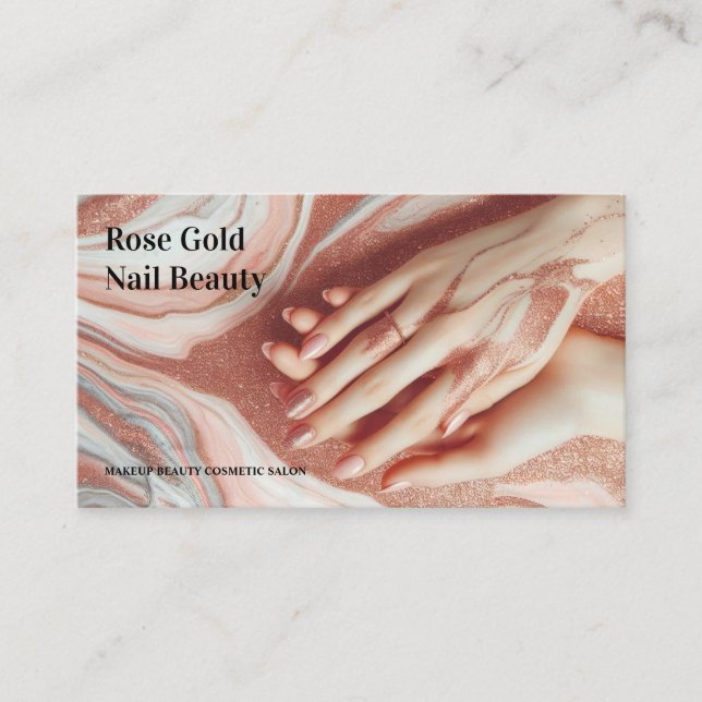 Rose Gold Vacker Smink Nagel Visitkort (Framsida)