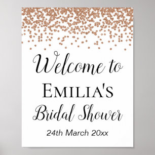 Rose Gold Välkomstskylt - Bröllop Baby Shower Sk Poster