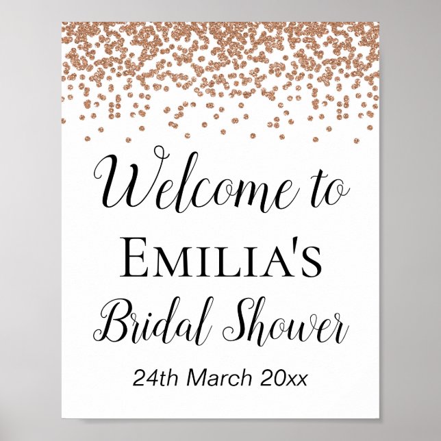 Rose Gold Välkomstskylt - Bröllop | Baby Shower Sk Poster (Framsidan)