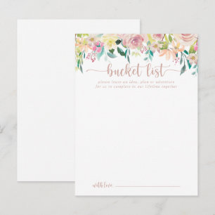 Rose Gold Vår Blommiga Bröllops Bucket List-kort Vykort