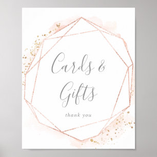 Rose Gold Vattenfärg Geometriska Kort & Present Sk Poster