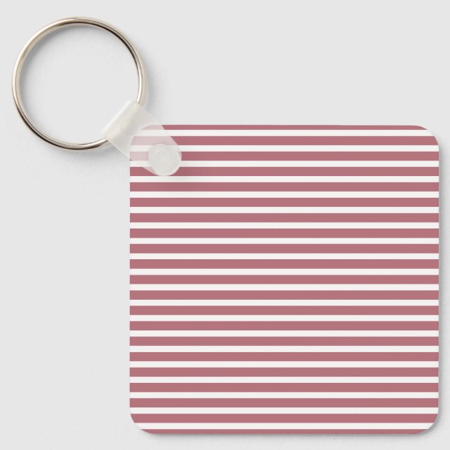 Rose Gold Vit Enkel Horisontell Randig Nyckelring (Framsida)