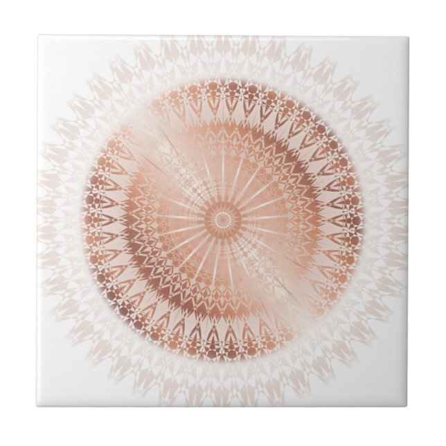 Rose Gold Vit Mandala Kakelplatta (Framsidan)