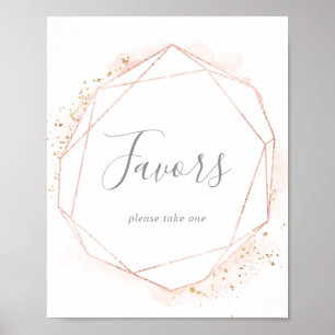 Rose Gold Watercolor Geometrisk Bröllopspresentssk Poster