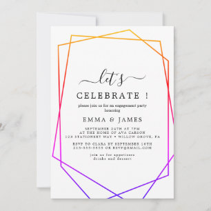 Rose Gold Watercolor Geometrisk Låt Oss Fira Inbjudningar