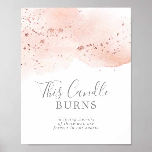 Rose Gold Watercolor Ljusstaken Brinner Skylt (Framsidan)