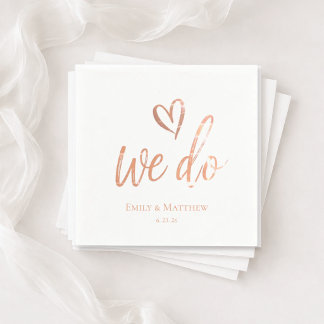 Rose Gold We Do Wedding Napkin Pappersservett