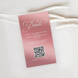 Rose Gold Wedding Reception QR Code Tilläggskort