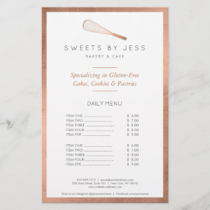 Rose Gold Whisk Bageri Halvsidesfolder Flygblad