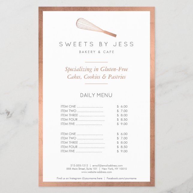 Rose Gold Whisk Bageri Halvsidesfolder Flygblad (Framsidan)