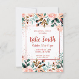 Rose Gold Wildflower Duschinbjudan Inbjudningar