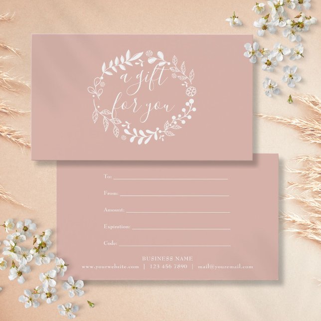 Rose Gold Woodland Garland Presentkort Visitkort (Rose Gold Woodland Garland Gift Certificate)