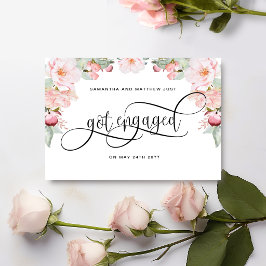 Rose Guld Blommig, Blev Förlovad, Förlovning Meddelande Vykort