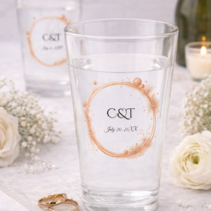 Rose Guld Elegant Brudpar Monogram Glaskopp