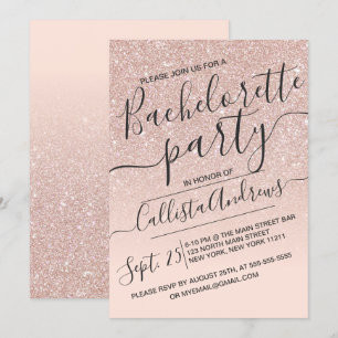 Rose Guld Falskt Gnistrande Glitter Ombre Bachelor Inbjudningar