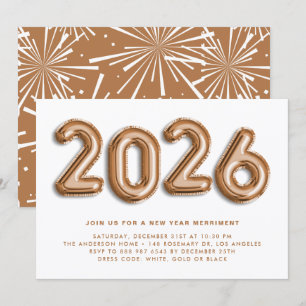 Rose Guld Folie Ballonger Nyårsafton Fest II Inbjudningar