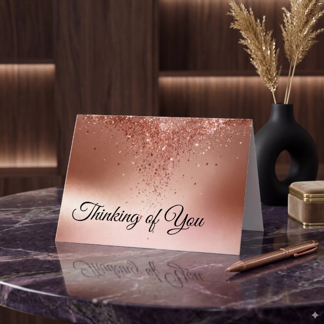 Rose Guld Glitter Drip Sympati Kort (Skapare uppladdad)