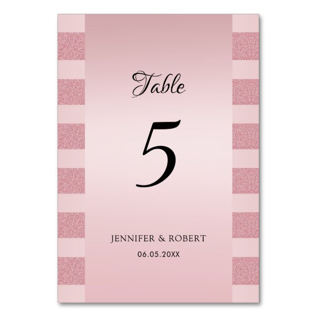 Rose Guld Glitter Elegant Skriptmall Modern Bordsnummer (Framsidan)