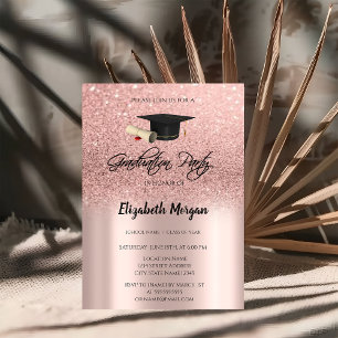 Rose Guld Glitter Examenståcke Utexamensinbjudan Inbjudningar