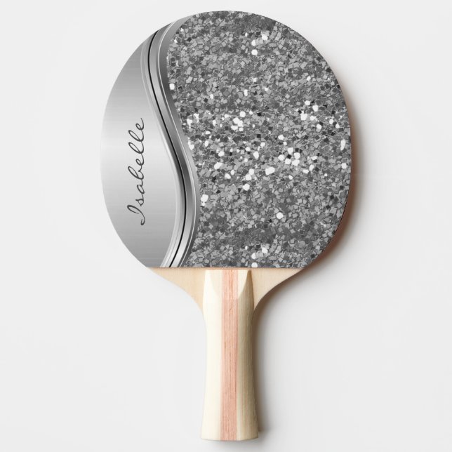 Rose Guld Glitter Glam Bling Personlig Metall Pingisracket (Framsidan)