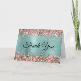 Rose Guld Glitter Ljus Turkos Folie Tack Kort