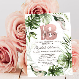 Rose Guld Glitterdroppar Blad 18-årsdag Inbjudningar