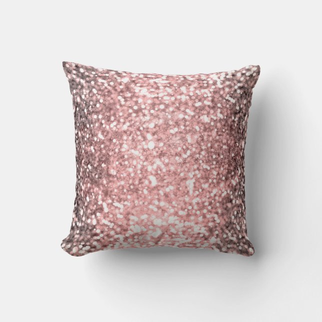 Rose Guld Glittrande Ljusslingor Flickor Glitter G Kudde (Framsida)