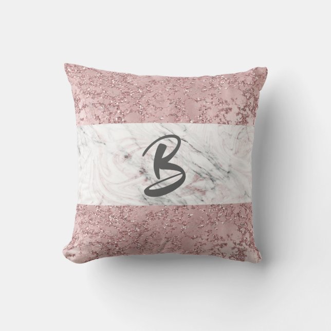 Rose Guld Modern Glam Marmor & Glitter Dekorativ Kudde (Framsida)