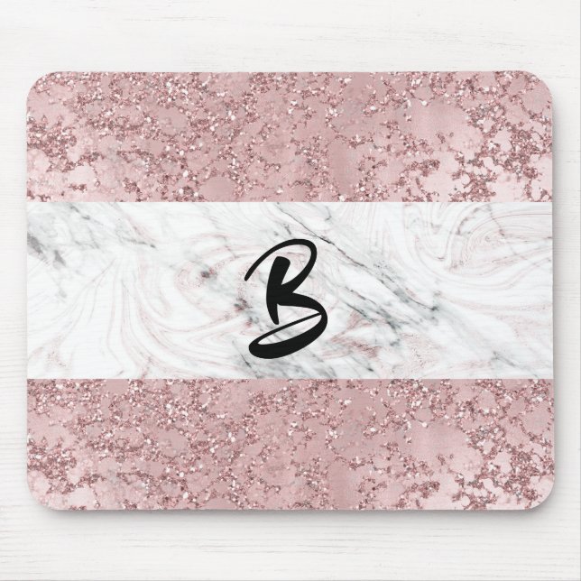 Rose Guld Modern Glam Marmor & Glitter Dekorativ Musmatta (Framsidan)