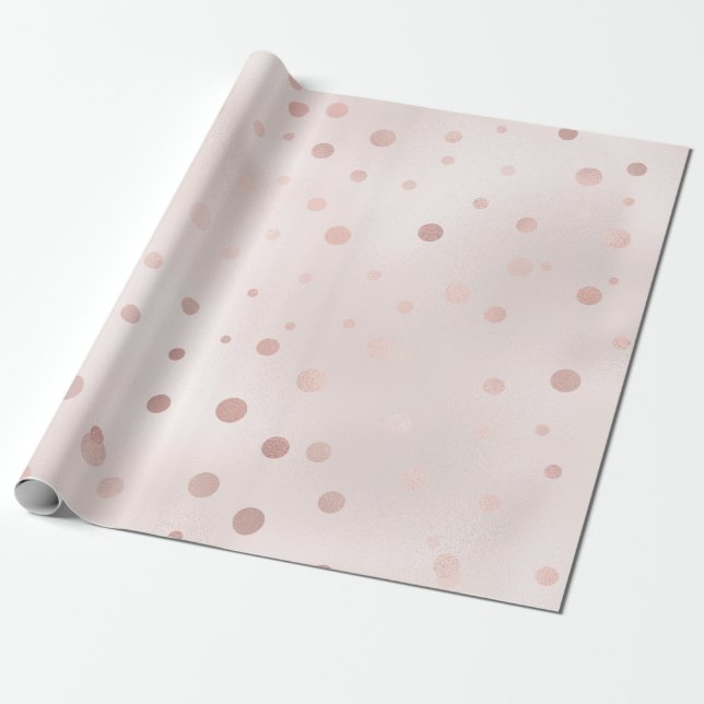 Rose Guld och Blush Konfetti Presentpapper (Utrullad)