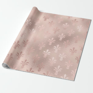 Rose guld och rosafärgad Fleur de Lis-mönster Presentpapper