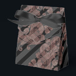 Rose Guld och Svart Presentaskar<br><div class="desc">Elegant presentask med rose gold-damask och svarta randiga mönster.</div>