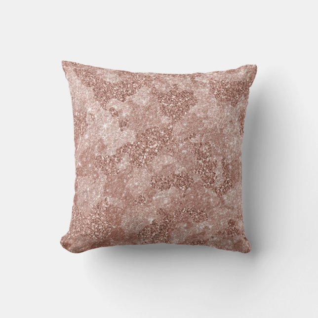 Rose Guld Rosa Glam Kamouflage Kamouflage Kudde (Framsida)