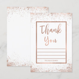 Rose Guld Rosa Glamour Modern Chic Bröllop Tack Inbjudningar