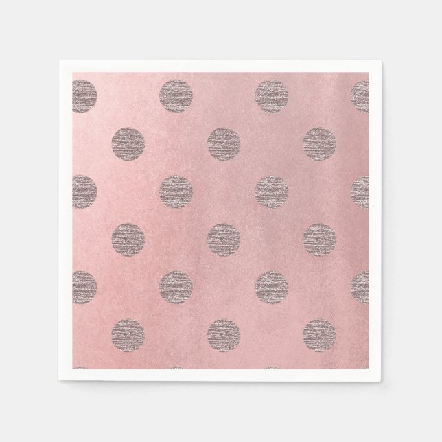 Rose Guld Rosa Glans Glamour Prickar Modern Chic Pappersservett (Framsidan)