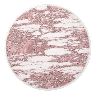 Rose Guld Rosa Glitter Gnistrande Marmor Glamourös Knopp
