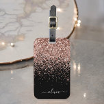 Rose Guld Rosa Svart Glitter Monogram Bagagebricka<br><div class="desc">Rose Gold - Rosa och Svart Glitter Monogram Namn Resväska Bagage Tag. Detta gör den perfekta söta 16-årspresenten,  bröllop,  möhippa,  baby shower eller bröllopspresent till någon som dekorerar sitt rum med stil.</div>