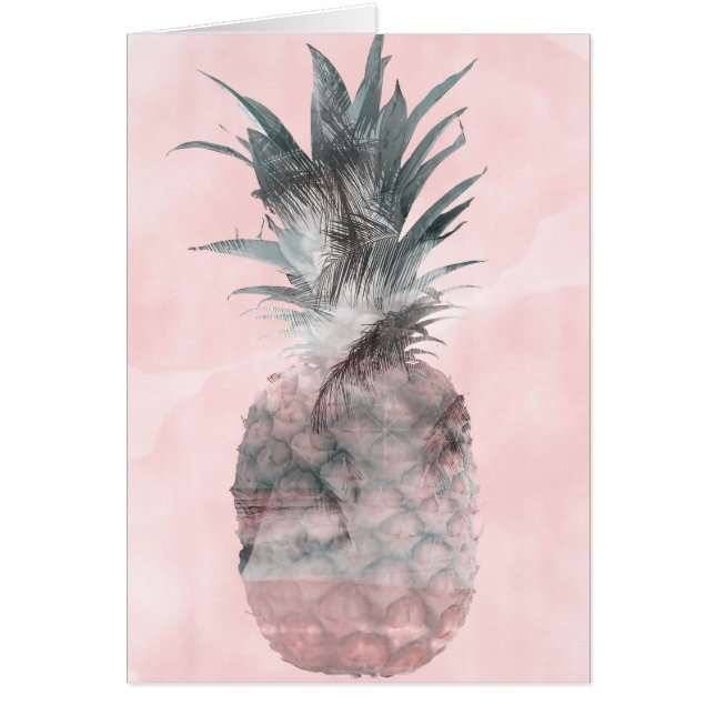 Rose Guld Rosa Tropisk Sommar Pineapple Tack OBS Kort (Framsidan)
