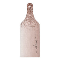 Rose Guld - Rosafärgad Glitter Metall Monogram Nam