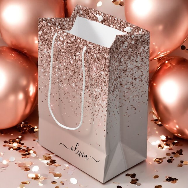 Rose Guld - Rosafärgad Glitter Metall Monogram Nam (Skapare uppladdad)