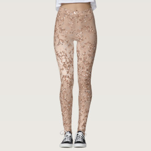 Rose Guld Rosaktig Glamour Gnistrande Chic Leggings