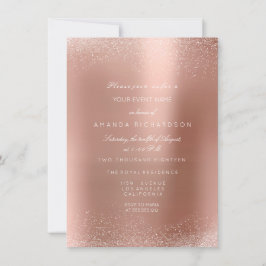 Rose Guld Rosé Glitter Sand Bröllop Födelsedag Inbjudningar