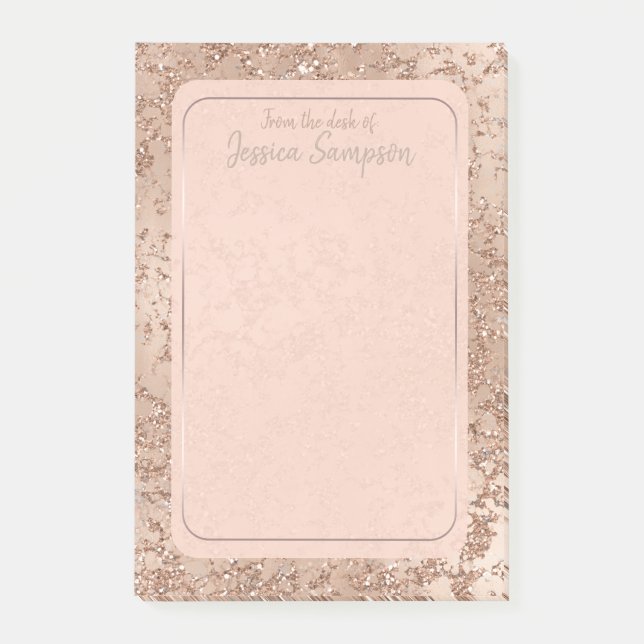 Rose Guld Rosenskiftande Glamör Gnistrande Chic Post-it Block (Framsida)