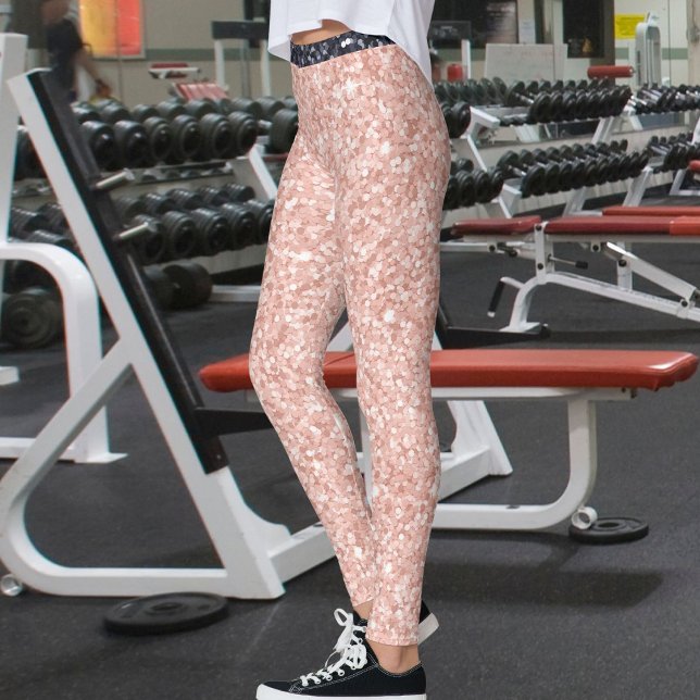 Rose Guld Svart Blank Glitter Sömlös Mönster Leggings (Skapare uppladdad)