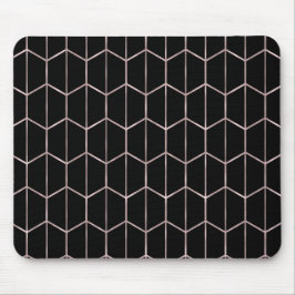 Rose Guld & Svart Chic Hexagon Geometrisk Glamour Musmatta